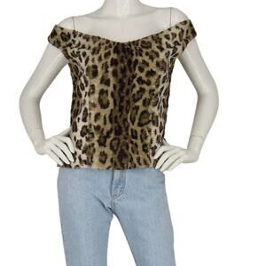 Vintage Gene Ewing Cheetah Leopard Print Faux Fur Rockabilly Mod Top Blouse